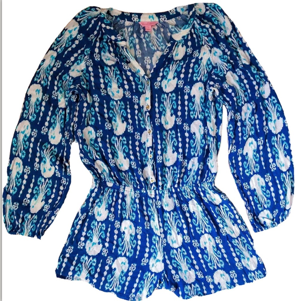 Lilly Pulitzer Elsa Romper - Indigo Get In Line